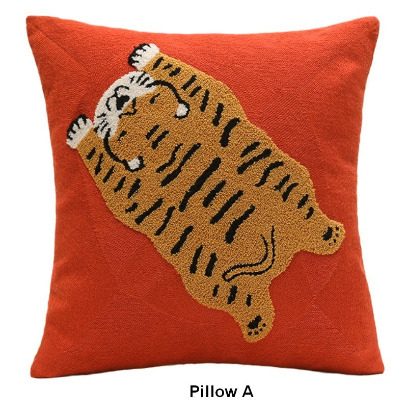 Contemporary Modern Sofa Pillow Covers, Square Modern Throw Pillows for Couch, Lovely Tiger Decorative Pillows for Children's Room, Decorative Pillows for Bedroom-HomePaintingDecor