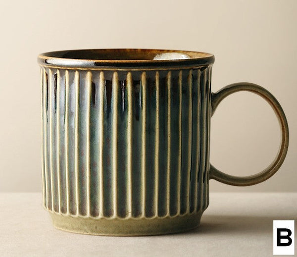 Unique Tea Cup, Creative Brown Green Ceramic Coffee Mugs, Large Modern Handmade Pottery Coffee Cup, Large Capacity Coffee Mugs-HomePaintingDecor