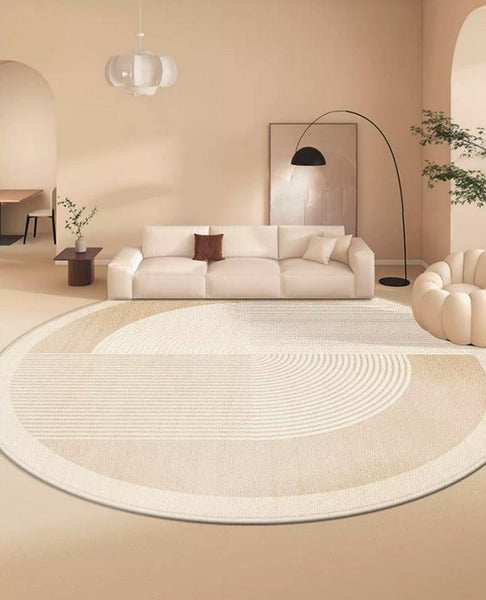 Bedroom Modern Round Rugs, Circular Modern Rugs under Dining Room Table, Contemporary Round Rugs, Geometric Modern Rug Ideas for Living Room-HomePaintingDecor