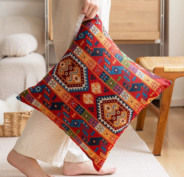 Bohemian Decorative Sofa Pillows, Extra Large Decorative Throw Pillows, Modern Sofa Pillows for Bedroom, Geometric Pattern Chenille Throw Pillow for Couch-HomePaintingDecor