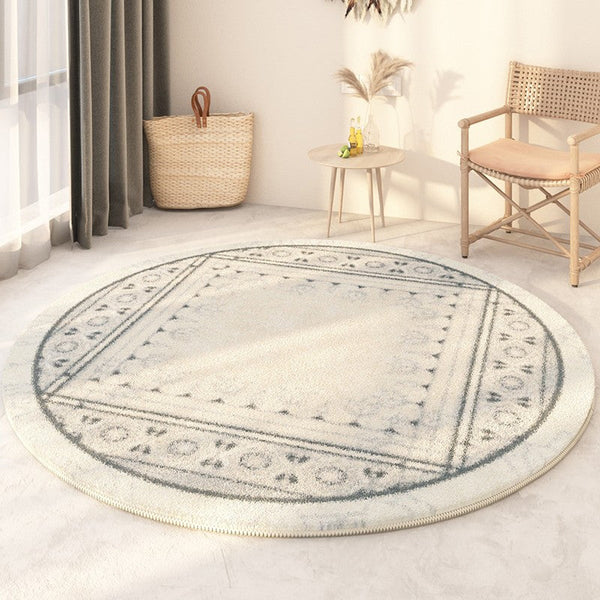 Abstract Contemporary Round Rugs, Circular Modern Rugs under Chair, Modern Round Rugs under Coffee Table, Geometric Modern Rugs for Bedroom-HomePaintingDecor