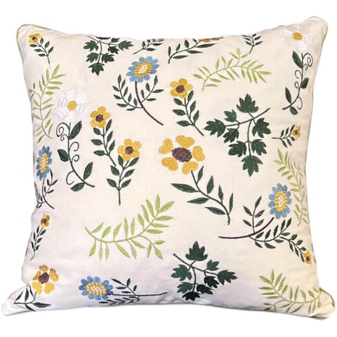 Farmhouse Decorative Throw Pillows, Spring Flower Sofa Decorative Pillows, Embroider Flower Cotton Pillow Covers, Flower Decorative Throw Pillows for Couch-HomePaintingDecor