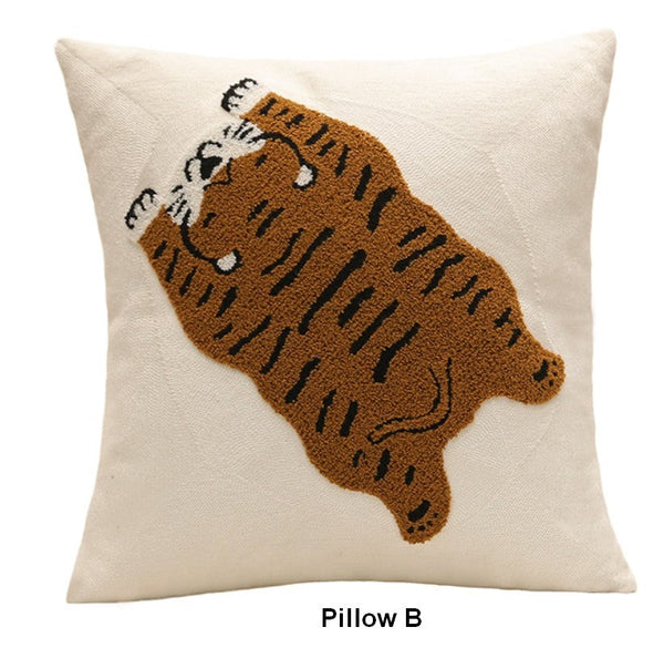 Contemporary Modern Sofa Pillow Covers, Square Modern Throw Pillows for Couch, Lovely Tiger Decorative Pillows for Children's Room, Decorative Pillows for Bedroom-HomePaintingDecor