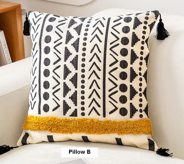 Geometric Modern Pillow Covers, Oriental Square Pillows for Bedroom, Bohemian Decorative Sofa Pillows, Decorative Throw Pillows for Couch-HomePaintingDecor