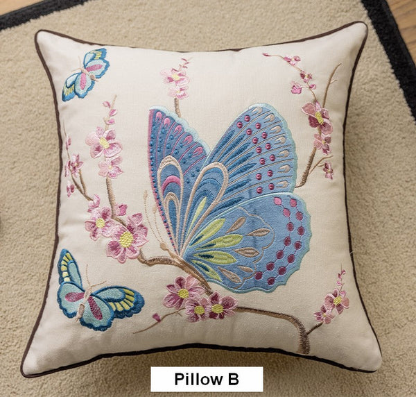 Butterfly Dragonfly Cotton and linen Pillow Cover, Modern Decorative Pillows for Couch, Decorative Throw Pillows for Living Room, Decorative Sofa Pillows-HomePaintingDecor