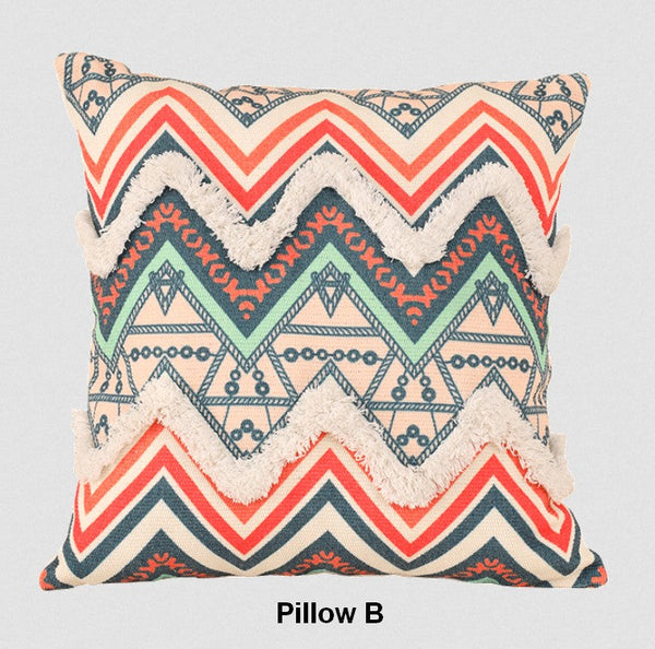 Square Pillows for Couch, Oriental Decorative Throw Pillows for Living Room, Geometric Modern Pillow Covers, Bohemian Decorative Sofa Pillows-HomePaintingDecor