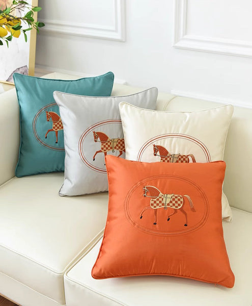 Horse Decorative Throw Pillows for Couch, Modern Decorative Throw Pillows, Embroider Horse Pillow Covers, Modern Sofa Decorative Pillows-HomePaintingDecor