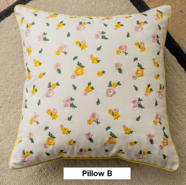 Spring Flower Decorative Pillows for Dining Room, Embroider Flower Cotton Pillow Covers, Decorative Pillows for Sofa, Farmhouse Decorative Pillows for Couch-HomePaintingDecor