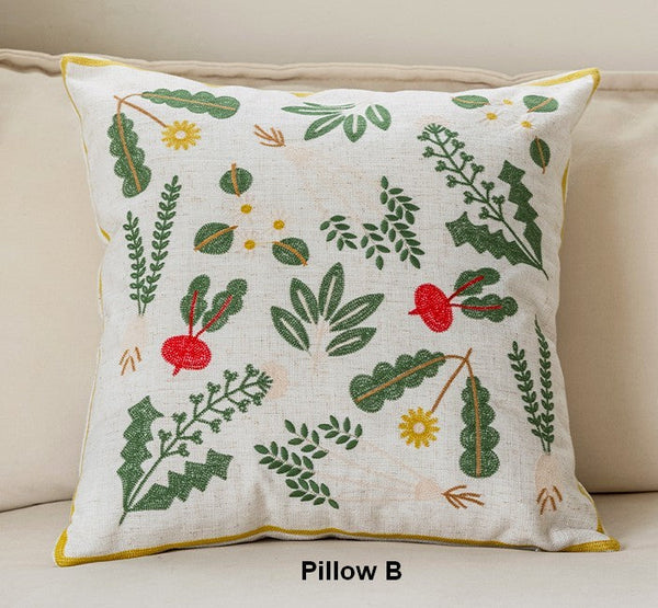 Spring Flower Decorative Throw Pillows, Decorative Pillows for Couch, Farmhouse Sofa Decorative Pillows, Embroider Flower Cotton Pillow Covers-HomePaintingDecor