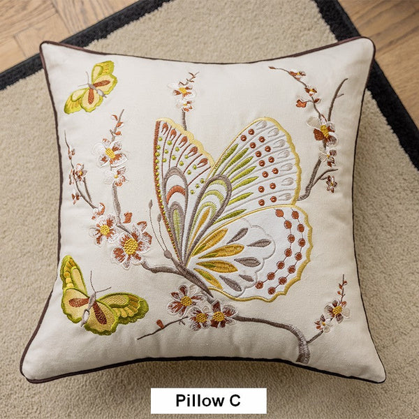 Butterfly Dragonfly Cotton and linen Pillow Cover, Modern Decorative Pillows for Couch, Decorative Throw Pillows for Living Room, Decorative Sofa Pillows-HomePaintingDecor