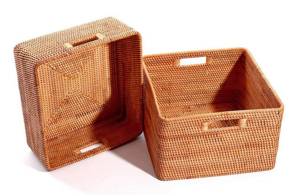 Woven Storage Baskets, Rattan Storage Baskets for Kitchen, Storage Basket for Shelves, Kitchen Storage Basket, Storage Baskets for Bedroom-HomePaintingDecor