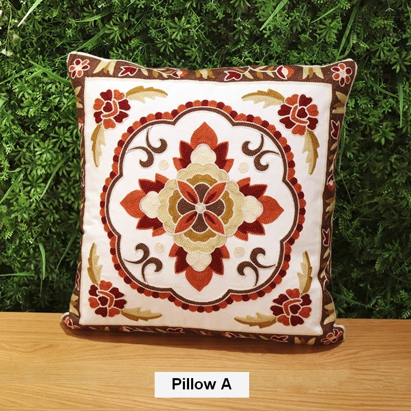 Cotton Flower Decorative Pillows, Sofa Decorative Pillows, Embroider Flower Cotton Pillow Covers, Farmhouse Decorative Throw Pillows for Couch-HomePaintingDecor