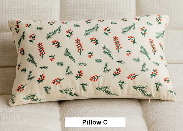 Decorative Pillows for Couch, Farmhouse Decorative Pillows for Sofa, Embroider Flower Cotton Pillow Covers, Spring Flower Decorative Pillows for Bedroom-HomePaintingDecor