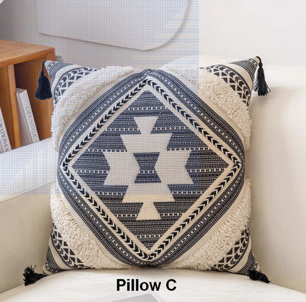 Square Pillows for Couch, Geometric Modern Pillow Covers, Oriental Decorative Throw Pillows for Living Room, Bohemian Decorative Sofa Pillows-HomePaintingDecor