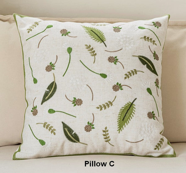 Spring Flower Decorative Throw Pillows, Decorative Pillows for Couch, Farmhouse Sofa Decorative Pillows, Embroider Flower Cotton Pillow Covers-HomePaintingDecor