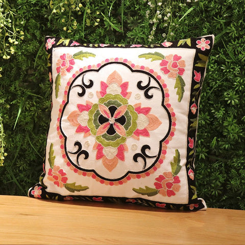 Sofa Decorative Pillows, Embroider Flower Cotton Pillow Covers, Cotton Flower Decorative Pillows, Farmhouse Decorative Throw Pillows for Couch-HomePaintingDecor