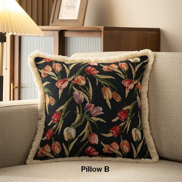 Tulip Flower Pillow Covers, Large Flower Decorative Pillows for Bedroom, Decorative Sofa Pillows for Couch, Farmhouse Decorative Pillows-HomePaintingDecor