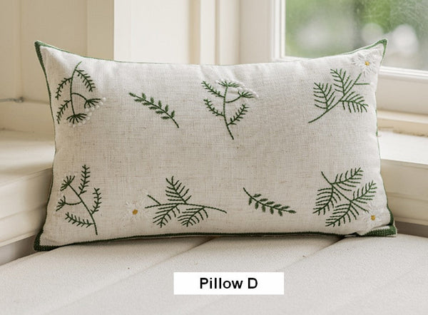 Decorative Pillows for Sofa, Farmhouse Decorative Pillows for Couch, Embroider Flower Cotton Pillow Covers, Spring Flower Decorative Pillows for Bedroom-HomePaintingDecor