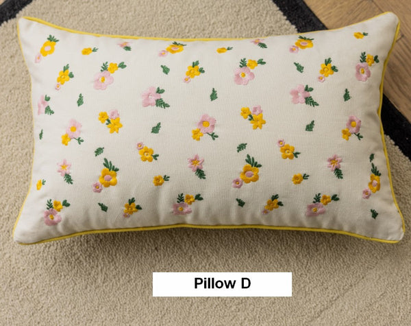 Spring Flower Decorative Pillows for Dining Room, Embroider Flower Cotton Pillow Covers, Decorative Pillows for Sofa, Farmhouse Decorative Pillows for Couch-HomePaintingDecor