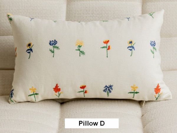 Decorative Pillows for Couch, Farmhouse Decorative Pillows for Sofa, Embroider Flower Cotton Pillow Covers, Spring Flower Decorative Pillows for Bedroom-HomePaintingDecor