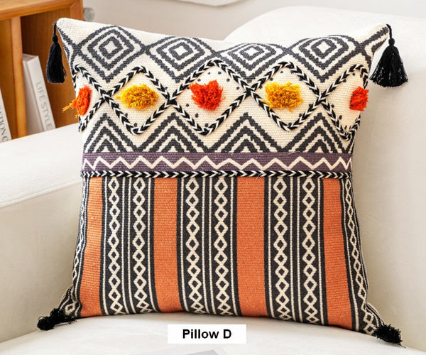 Unique Oriental Square Pillows for Bedroom, Geometric Modern Pillow Covers, Bohemian Decorative Sofa Pillows, Decorative Throw Pillows for Couch-HomePaintingDecor