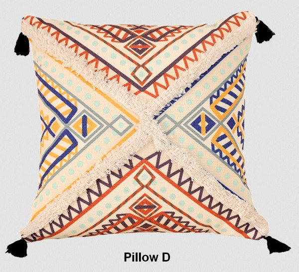 Square Pillows for Couch, Oriental Decorative Throw Pillows for Living Room, Geometric Modern Pillow Covers, Bohemian Decorative Sofa Pillows-HomePaintingDecor