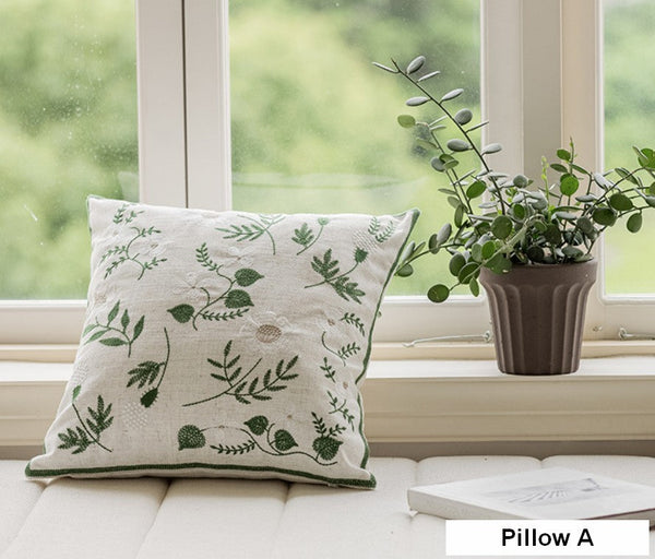 Spring Flower Decorative Pillows for Dining Room, Embroider Flower Cotton Pillow Covers, Decorative Pillows for Sofa, Farmhouse Decorative Pillows for Couch-HomePaintingDecor