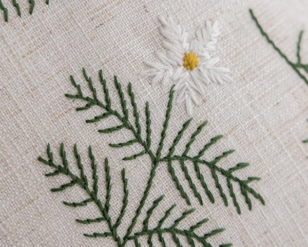 Embroider Flower Cotton Pillow Covers, Decorative Pillows for Sofa, Farmhouse Decorative Pillows for Couch, Spring Flower Decorative Pillows for Bedroom-HomePaintingDecor