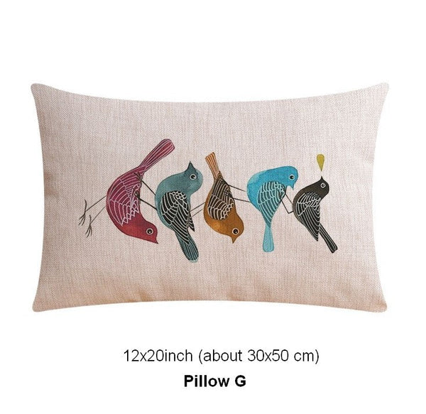 Modern Sofa Decorative Pillows for Children's Room, Singing Birds Decorative Throw Pillows, Love Birds Throw Pillows for Couch, Decorative Pillow Covers-HomePaintingDecor