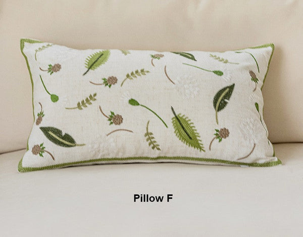 Farmhouse Sofa Decorative Pillows, Embroider Flower Cotton Pillow Covers, Spring Flower Decorative Throw Pillows, Decorative Pillows for Couch-HomePaintingDecor