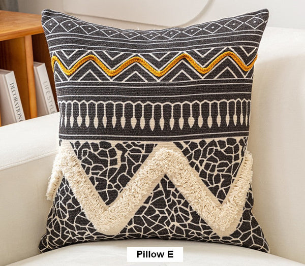 Unique Oriental Square Pillows for Bedroom, Geometric Modern Pillow Covers, Bohemian Decorative Sofa Pillows, Decorative Throw Pillows for Couch-HomePaintingDecor