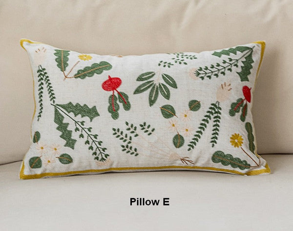 Decorative Pillows for Couch, Spring Flower Decorative Throw Pillows, Farmhouse Sofa Decorative Pillows, Embroider Flower Cotton Pillow Covers-HomePaintingDecor