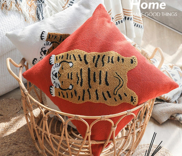 Contemporary Modern Sofa Pillow Covers, Square Modern Throw Pillows for Couch, Lovely Tiger Decorative Pillows for Children's Room, Decorative Pillows for Bedroom-HomePaintingDecor