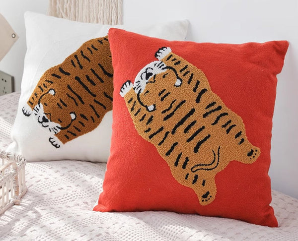 Contemporary Modern Sofa Pillow Covers, Square Modern Throw Pillows for Couch, Lovely Tiger Decorative Pillows for Children's Room, Decorative Pillows for Bedroom-HomePaintingDecor