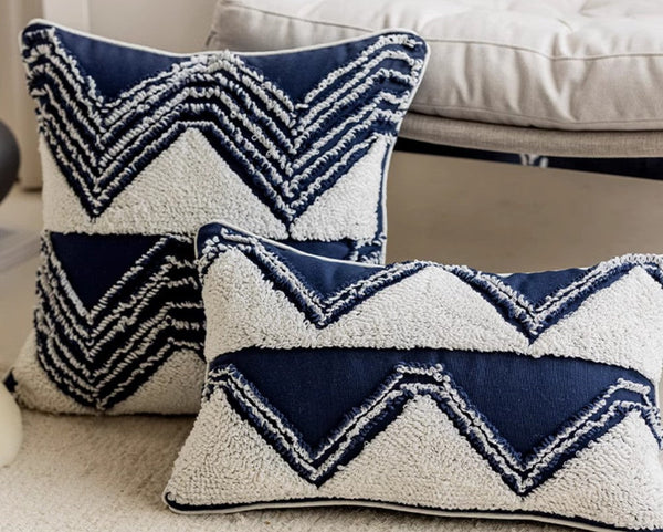 Modern Decorative Pillows for Bedroom, Decorative Pillow Covers, Blue Square Modern Decorative Pillows for Couch, Contemporary Modern Sofa Pillows-HomePaintingDecor