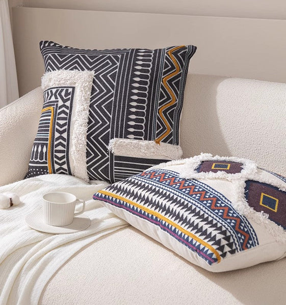 Bohemian Decorative Sofa Pillows for Bedroom, Decorative Square Pillow Covers, Geometric Pattern Decorative Pillow for Couch-HomePaintingDecor