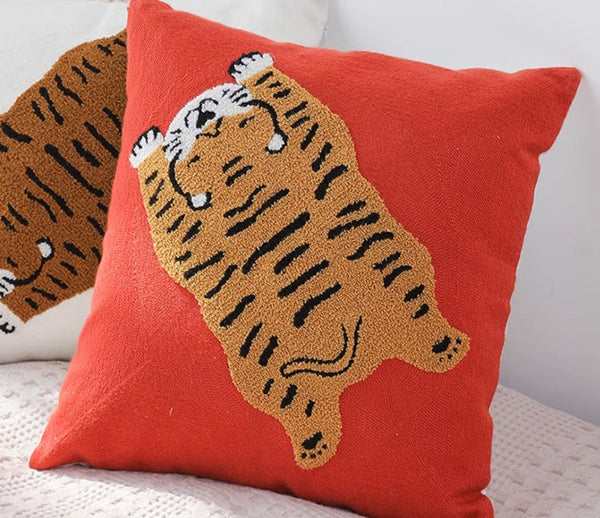 Contemporary Modern Sofa Pillow Covers, Square Modern Throw Pillows for Couch, Lovely Tiger Decorative Pillows for Children's Room, Decorative Pillows for Bedroom-HomePaintingDecor