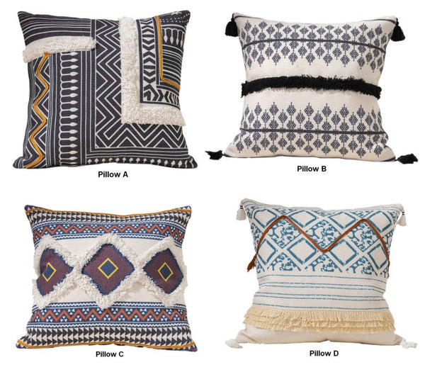 Bohemian Decorative Sofa Pillows for Bedroom, Decorative Square Pillow Covers, Geometric Pattern Decorative Pillow for Couch-HomePaintingDecor