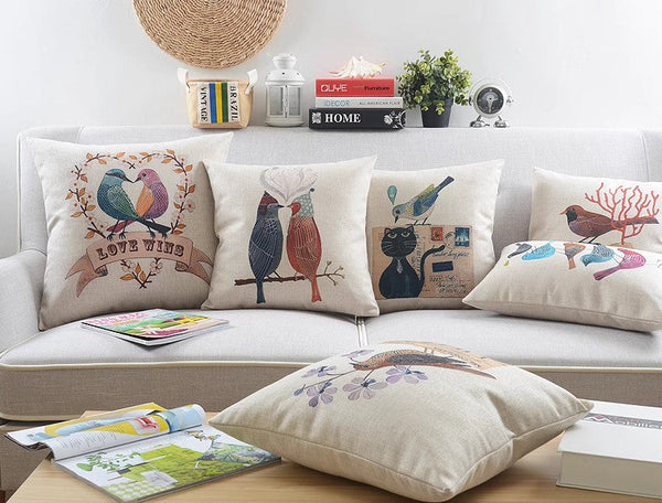 Singing Birds Decorative Throw Pillows, Love Birds Throw Pillows for Couch, Modern Sofa Decorative Pillows for Children's Room, Decorative Pillow Covers-HomePaintingDecor