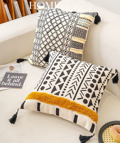 Geometric Modern Pillow Covers, Oriental Square Pillows for Bedroom, Bohemian Decorative Sofa Pillows, Decorative Throw Pillows for Couch-HomePaintingDecor