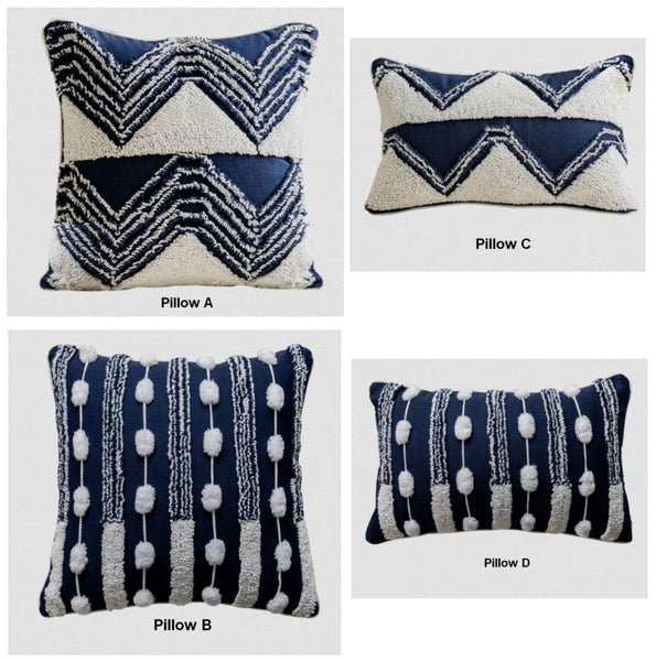 Modern Decorative Pillows for Bedroom, Decorative Pillow Covers, Blue Square Modern Decorative Pillows for Couch, Contemporary Modern Sofa Pillows-HomePaintingDecor