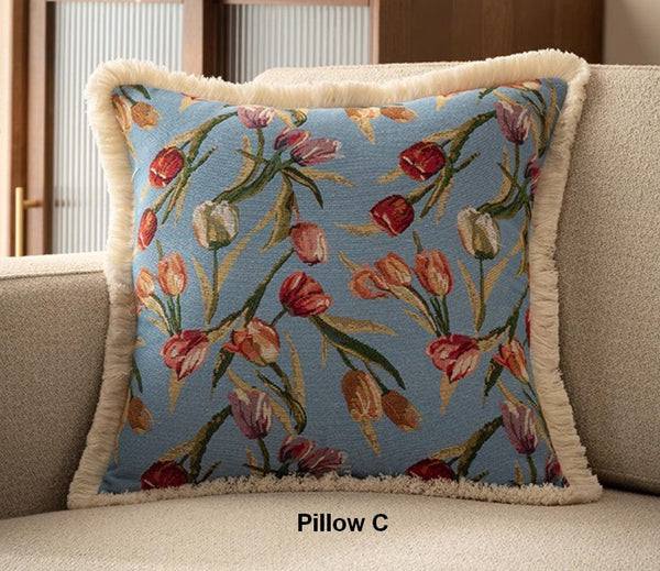 Tulip Flower Pillow Covers, Large Flower Decorative Pillows for Bedroom, Decorative Sofa Pillows for Couch, Farmhouse Decorative Pillows-HomePaintingDecor