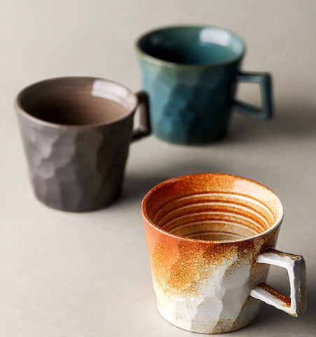 Creative Brown White Black Blue Ceramic Coffee Mugs, Modern Handmade Pottery Coffee Cup, Large Unique Tea Cup, Large Capacity Coffee Cups-HomePaintingDecor