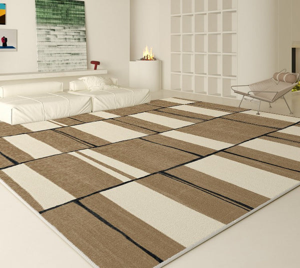 Abstract Contemporary Modern Rugs for Living Room, Large Soft Rugs for Bedroom, Geometric Modern Rug Placement Ideas for Dining Room