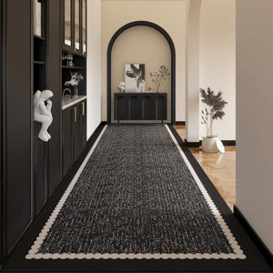 Long Hallway Runners, Long Narrow Runner Rugs, Modern Entryway Runner Rug Ideas, Geometric Modern Long Hallway Runners, Black Contepmorary Runner Rugs-HomePaintingDecor