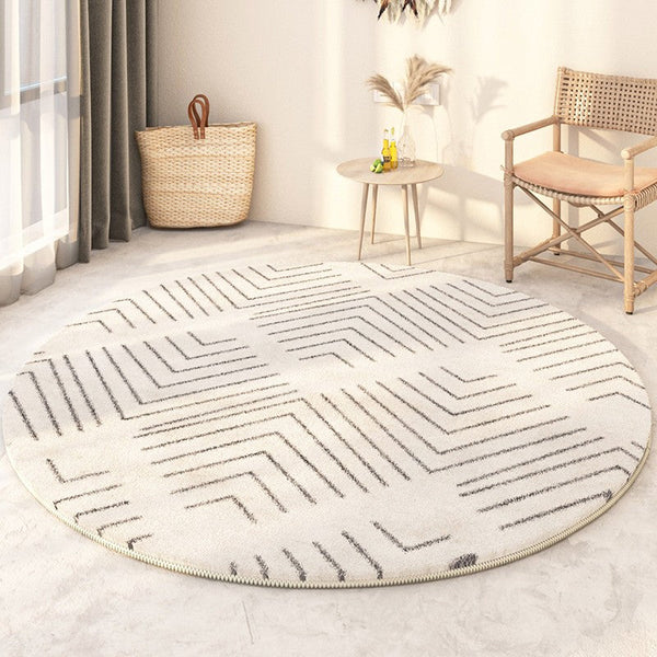 Soft Modern Round Rugs under Coffee Table, Geometric Modern Rugs for Bedroom, Circular Modern Rugs under Sofa, Abstract Contemporary Round Rugs-HomePaintingDecor