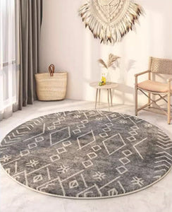 Geometric Modern Rugs for Bedroom, Circular Modern Rugs under Sofa, Modern Round Rugs under Coffee Table, Abstract Contemporary Round Rugs-HomePaintingDecor