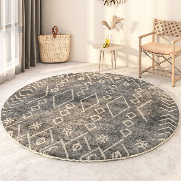 Geometric Modern Rugs for Bedroom, Circular Modern Rugs under Sofa, Modern Round Rugs under Coffee Table, Abstract Contemporary Round Rugs-HomePaintingDecor