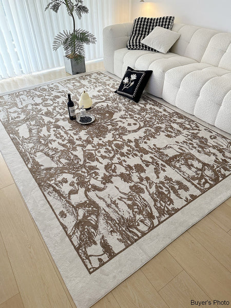 Soft Rugs under Coffee Table, Contemporary Modern Rugs for Living Room, Thick French Style Modern Rugs for Interior Design, Modern Rugs for Dining Room-HomePaintingDecor