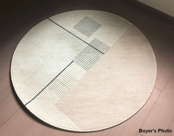 Abstract Contemporary Round Rugs under Chairs, Circular Area Rugs for Bedroom, Modern Rugs for Dining Room, Geometric Modern Rugs for Living Room-HomePaintingDecor